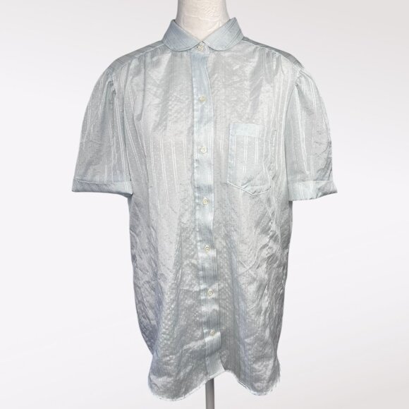 Vintage Classic Elegance Shirt Sleeve Button Down Shirt Light Blue Size XL - Picture 1 of 9